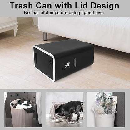 XPIY Trash Can with Lid, 2 Pack 4 Gallons/15 Liters Garbage Can with Press Top, Small Trash Can Dog Proof, Plastic Trash Bin, Waste Basket for Bathroom|Kitchen|Bedroom|Office (2, Black)