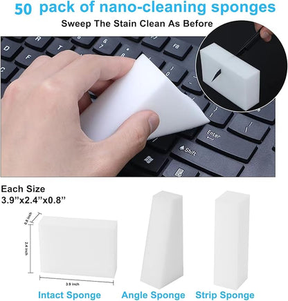 50 Pack Magic Sponge Eraser,Multi-Functional Household Cleaning Kitchen Dish Sponge for Furniture,Extra Thick and Long Lasting Melamine Cleaning Sponges for Bathroom,Bathtub, Sink,Wall Cleaner (50)