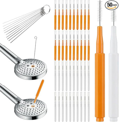 50PCS Shower Head Cleaning Brush, Multifunctional Shower Head Cleaner Tool Anti-Clogging Crevice Cleaning Brush Nozzle Unclogger with Protective Cover & Storage for Showerhead Small Hole Nozzle