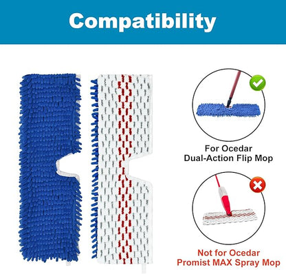 Mop Heads Replacements for O-Cedar Hardwood Floor 'N More 3-Action Mop, Mop Replace Head for O Cedar Hardwood Floor 'N More Microfiber Flip Mop, 2-Pack Dust Mop Heads Replacements for Ocedar