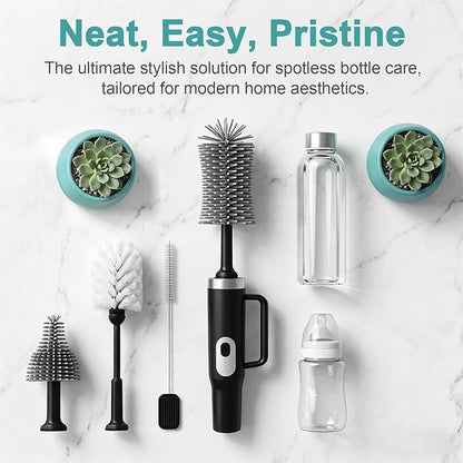 5-in-1 Long Handle Electric Water Bottle Brush, Straw Cleaner Brushes with Removable Brush Head, Water Bottle Brush, Bottle Brush,for Stanley Cups, Baby Bottles, Pacifiers