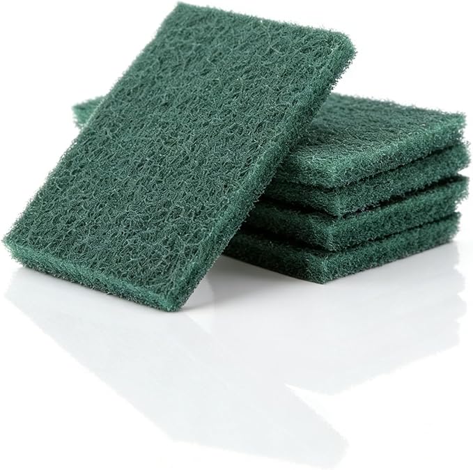 5Pcs/Set Scourer Scouring Pad, Heavy Duty Scour Pads Sponge Dish Scrubber Non-Scratch Reusable Household Scrub Pads Abrasive Finishing Pads for Kitchen and Dish Cleaning Tool(Green)