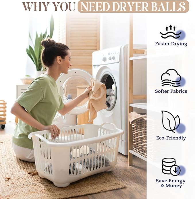 Wool Dryer Balls, New Zealand Dryer Balls Laundry Reusable Reduce Static Cling, Dryer Ball to Reduce Wrinkles & Shorten Drying Time, Drying Balls Fabric Softener Ball for Laundry（Pack of 8 L)
