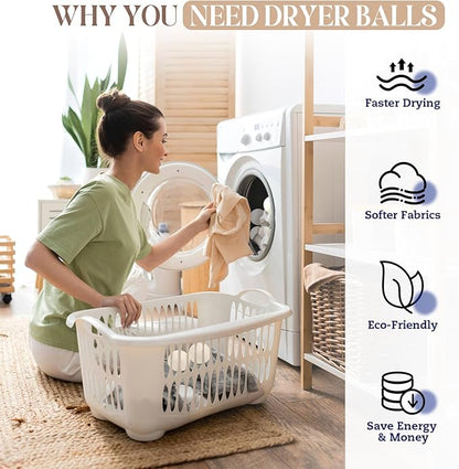 Wool Dryer Balls, New Zealand Dryer Balls Laundry Reusable Reduce Static Cling, Dryer Ball to Reduce Wrinkles & Shorten Drying Time, Drying Balls Fabric Softener Ball for Laundry（Pack of 8)