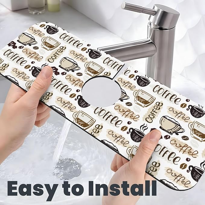 Espresso Machine Beans Coffee Vintage 15" X 5.5" Kitchen Sink Splash Guard Faucet Faucet Guard Draining Mat Sink Splash Guard Faucet Kitchen Bathroom