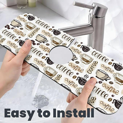 Espresso Machine Beans Coffee Vintage 15" X 5.5" Kitchen Sink Splash Guard Faucet Faucet Guard Draining Mat Sink Splash Guard Faucet Kitchen Bathroom
