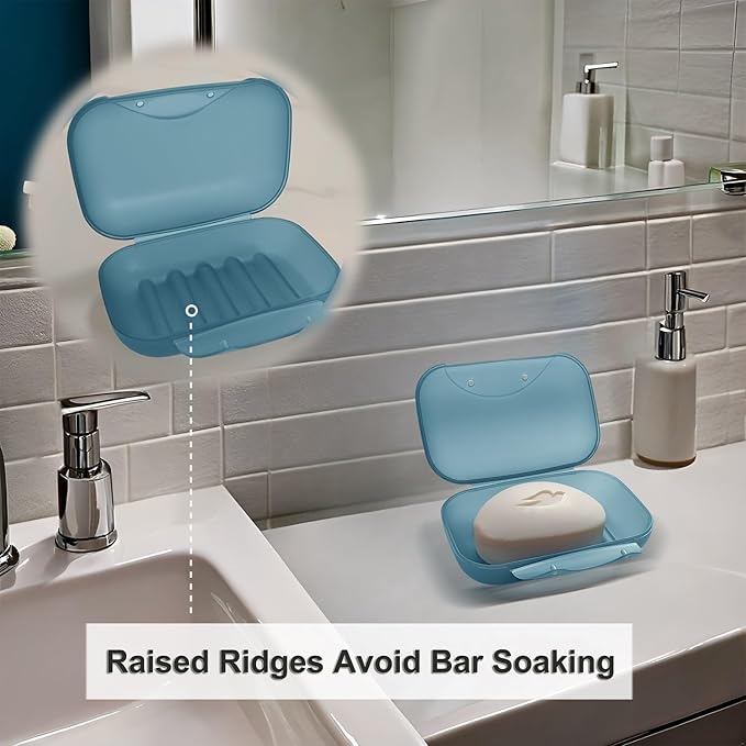 Travel Soap Holder Bar Soap Dish Shower Soap Saver Case Container Box for Bathroom Camping Gym Vonpri (Dark Blue, Without Bag)