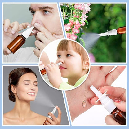 20 Pcs Nasal Spray Bottle, 10ML/0.35OZ 12Pcs Glass Brown Nasal Spray Bottles Empty with 4 Funnels and 4 Labels