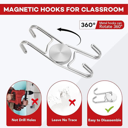Buelkmag Magnetic Hooks 50Lbs+ 2026 Cruise Essentials Magnet Hook Heavy Duty Magnets Swivel Hanging Hooks for Refrigerator Grill Toolbox Cabins Outdoor 4 Pack（Silver）