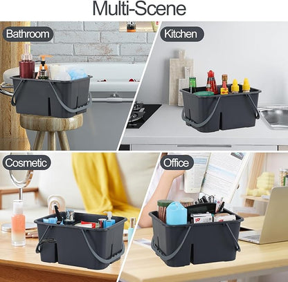 Xyskin Portable Shower Caddy Basket with Handle, Plastic Cleaning Caddy Bathroom Organizer Tote for College Dorm Essentials, Bath Storage, Grey