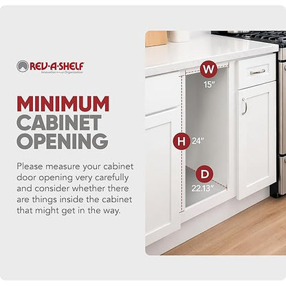 Rev-A-Shelf Double Pullout Trash Cans for Full Height Kitchen Cabinets 50 Quart 12.5 Gallon with Soft-Close Slides, 14.5" Min Opening, 53WC-2150SCDM-217
