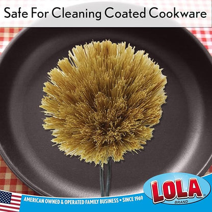 LOLA Replacement Large Head for The Original Tampico Vegetable & Dish Brush, Birchwood & Poly Bristles, Reusable & Washable, 1 Pack