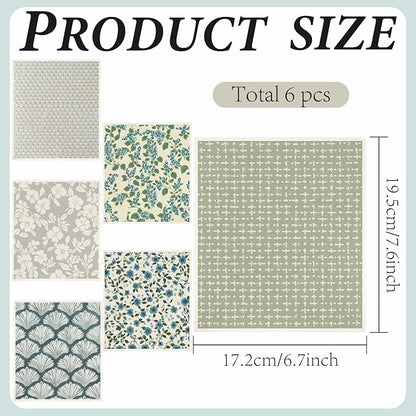 6 Sheets 6 Styles Swedish Dish Cloth Floral Swedish Dishcloths Bulk Reusable Kitchen Sponge Cleaning Cloths Quick Drying Absorbent Decorative Towels for Dishes Home Countertop Bathroom Use