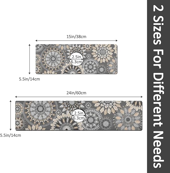 2PCS 15" X 5.5" Kitchen Sink Splash Guard Faucet Mat Mandala Super Absorbent Fast Drying Faucet Guard & Draining Mat Sink Splash Guard Behind Faucet for Kitchen, Bathroom