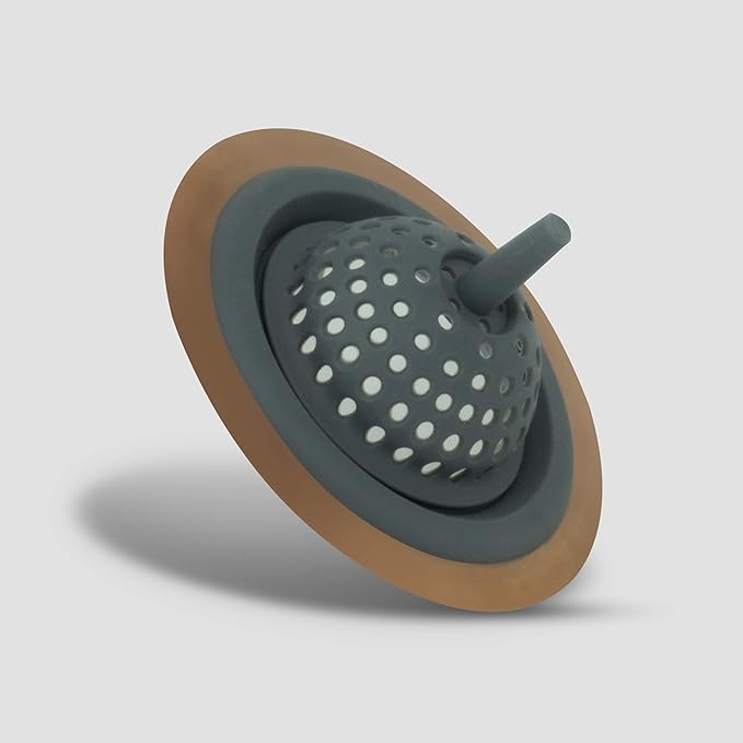ExcelSteel Silicone Sink Basket Strainer, 4.5", copper,Gray