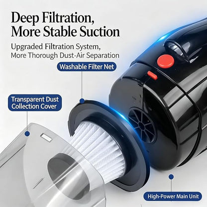 Oryzom Handheld Vacuum,Ultra-Powerful Cordless Handheld Vacuum, Portable Wet & Dry Cleaning, LED Light, Fast Charging, Lightweight & Low Noise, Compact Vacuum for Car and Home Use