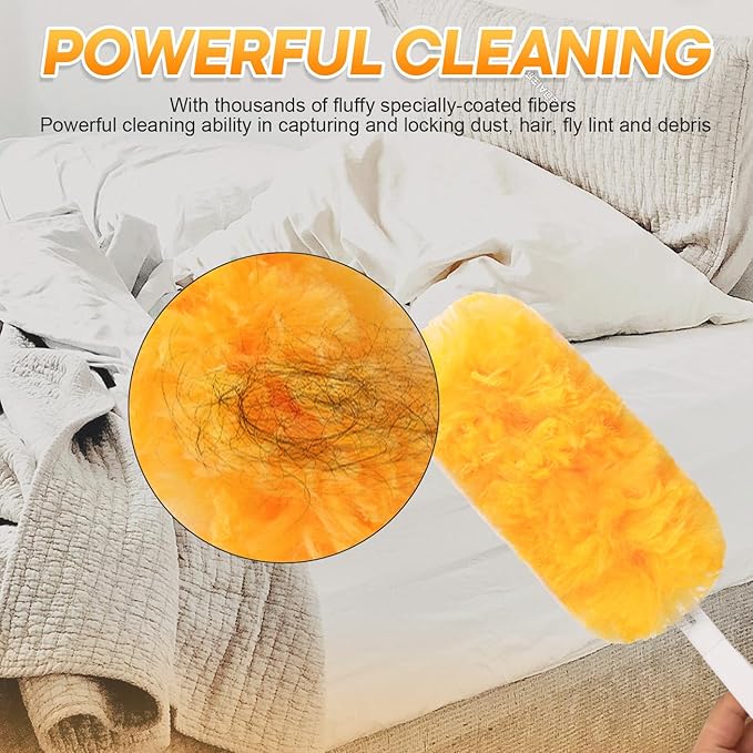 40Pack Duster Refills with Handle - Heavy Duty Multi Surface 360 Microfiber Refills: Unscented Disposable Dusters Kit for Cleaning Dusting Furniture Blind Ceiling Fan(40 Pcs+ 1 Handle)