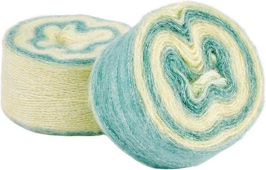 2 Roll Mohair Wool Yarn Soft for Crocheting Knitting Hand Washable Long Wool Yarn DIY Scarf Crochet Thread for Clothes Hats Sweater Scarf Craft Projects (Medium Sea Green)