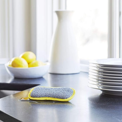 E-Cloth Washing Up Pad, Premium Microfiber Non-Scratch Kitchen Dish Scrubber Sponge, Ideal for Dish, Sink and Countertop Cleaning, 100 Wash Guarantee, Yellow, 1 Pack
