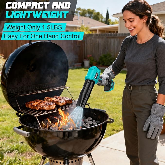 Cordless Leaf Blower Compatible for Makita 18V Battery(NO Battery), Mini Turbo Jet Blower with 2 Nozzles, Lightweight & One-Hand Use, for Patio Garage Yard Cleaning Car Dryer(Tool Only)