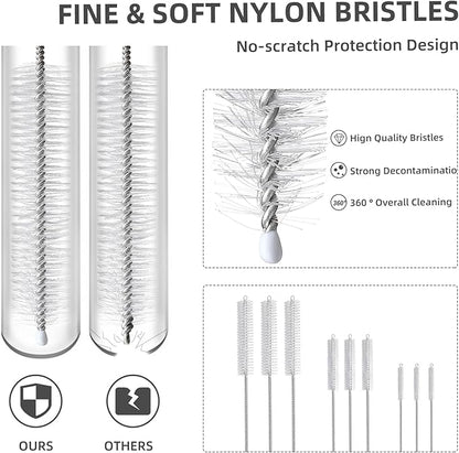 9-Piece Straw Cleaner Brush Kit - for Stanley Mug 40, 30, 20 oz, (3-Size) Extra Long Pipe Cleaners, Straw Cleaning Brush for Tumbler, Sippy Cup, Bottle and Tube