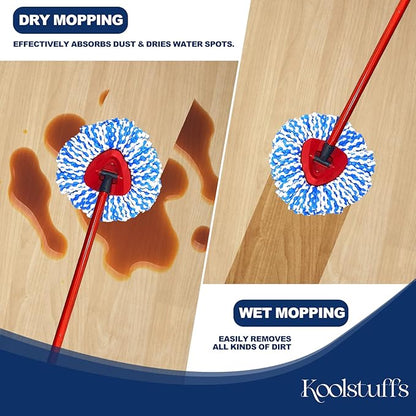 Mop Head Replacement, 3 Pack Spin Mop Refill Replace Head for Rinseclean 2-Tank System, Microfiber & Machine Washable