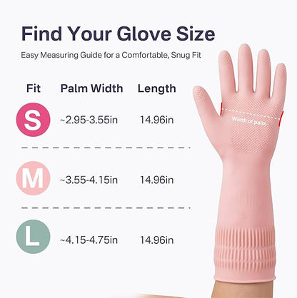 Cleaning Rubber Gloves, Waterproof Non-Slip Long Cuff Dishwashing Household Kitchen Gloves