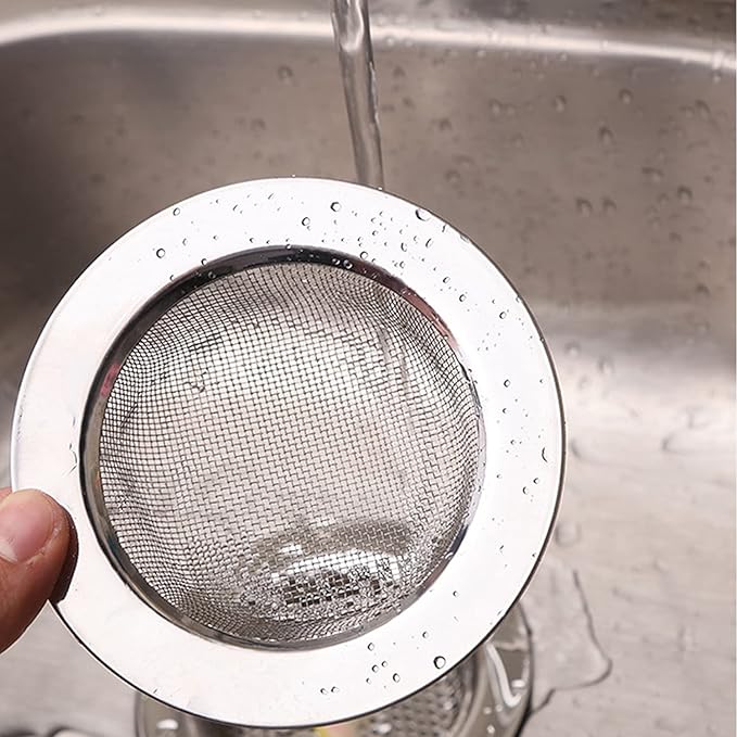 4.5 Inch Stainless Steel Sink Drain Strainer – Kitchen Sink Strainer Catches Food Debris & Hair – Fine Mesh Rustproof Filter Basket for Standard Kitchen Sinks, Easy Clean