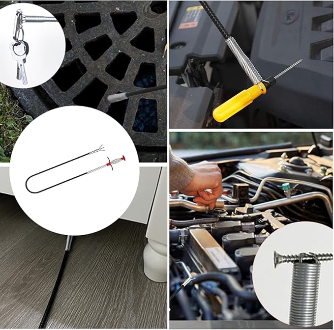 Drain Snake，116" Flexible Grabber Claw Tool Reacher Drain Snake Hair Drain Clog Remover for Toilet Sewer Shower Kitchen Bathroom Tub Clogged Drains Opener Cleaning Tool