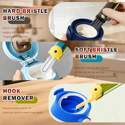 3 in 1 Cup Lid Cleaning Brush, Multifunctional Crevice Cleaning Brush for Water Bottle Insulated Cup Pacifier Tumbler Lid Groove Narrow Space Detail Cleaner Home Kitchen Gadgets(3 PCS)