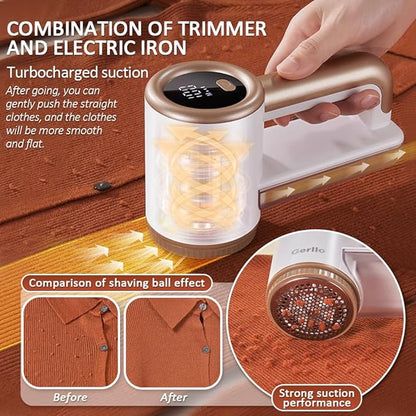 HuanQiu Sensmart Home Hair Trimmer White Model, Clothes Shaver Hair Ball Remover Rechargeable, Six-Tooth Blade with 3 Blades, Sweater Shaver Unisex Hair Remover for Home Clothes, Sofa, Bed Sheets