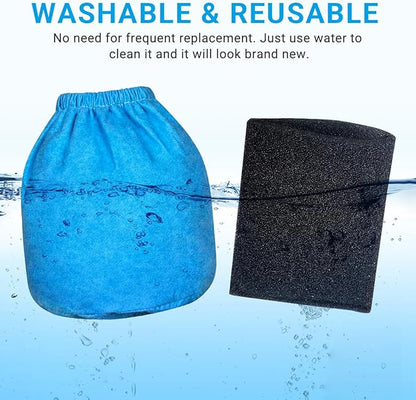 8 Pack VRC2 Cloth Filters & 2 Pcs VFF21 Foam Filter Kit Compatible with Vacmaster 1.5 to 3.2 Gallon Wet/Dry Vac, Fit for Armor All 2.5 Gallon Shop Vacuum: AA255, AA255W