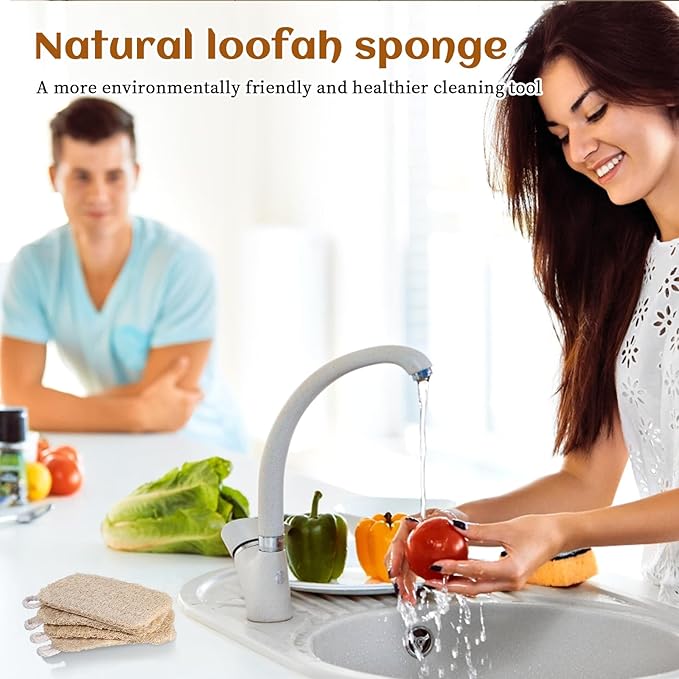 6 PCS Loofah Dish Sponge, Compostable Natural Sponges for Dishes, Natural Loofah Sponge for Kitchen