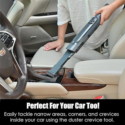 Handheld Vacuum Cordless, Lightweight 1.4lb with Powerful Suction, Charging Dock, Single Touch Empty and Detachable Dust Cup, Portable Mini Car Vac for Home Office and Pet Hair (Dark Grey)