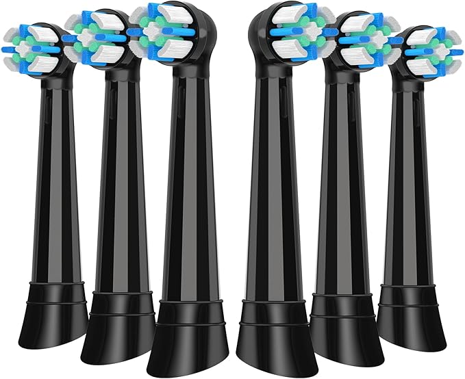 6 Pack IO Brush Head Compatible with Oral B IO 2/3/4/5/6/7/8/9/10/Deep Clean Electric Toothbrush, Replacement Heads Compatible with Oral B IO for Effective Cleaning (Black)