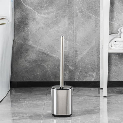 Toilet Brush and Holder Set Toilet Bowl Brush Stainless Steel Automatic Open lid Toilet Bowl Cleaner Brush Set Toilet Scrubber Kit Toilet Cleaning Brush for Bathroom