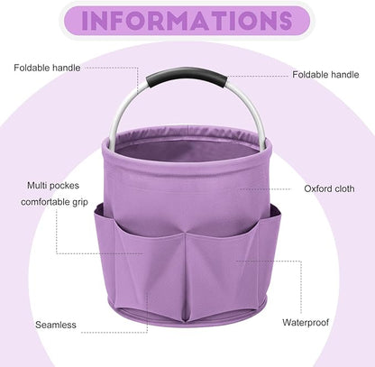 Cleaning Caddy for Cleaning Supplies,17L Cleaning Supply Caddy with Handle Foldable Cleaning Supplies Organizer Bucket Cleaning Products Organizers for Home, Garden (Purple)
