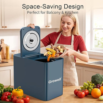 Growell Electric Composter for Kitchen, 3.2L Smart Countertop Compost Bin, Low Noise, Odorless, Indoor Food Waste Composter with LED Display, Auto-Cleaning, Turn Food Waste into Fertilizer,EC04