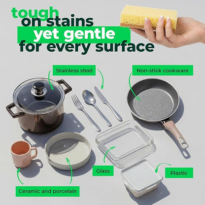 bioGo 12 Pack Natural Biodegradable Kitchen Sponges - Eco-Friendly, Compostable, Cellulose Dish - Compostable - Biodegradable - Cellulose Sponge