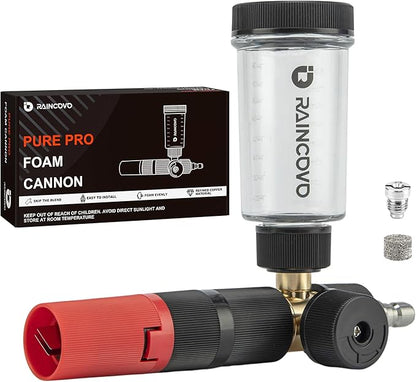 Raincovo Pure Pro Foam Cannon for Pressure Washer, Adjustable Nozzle with 1/4” Quick Connector, Power Washer Soap Cannon for Car Detail, Additional 1.1mm Orifice Nozzle