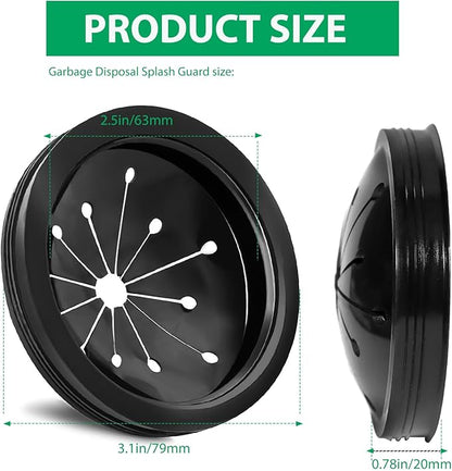 Garbage Disposal Splash Guard with Cover – 3-1/8 Inch Rubber Drain Stopper for Kitchen Sink, Fits Whirlaway/Waste King/GE, Prevents Water Splash & Clogs, Heavy-Duty Anti-Splash Guard (3-1/8 Inch)