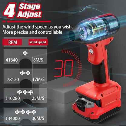 Cordless Leaf Blower, 130000 RPM High Speed Jet Fan, Compatible with Craftsman 20V Battery, Lightweight Handheld Electric Blower for Lawn Care, Yard, Patio, Dust & Debris Cleaning