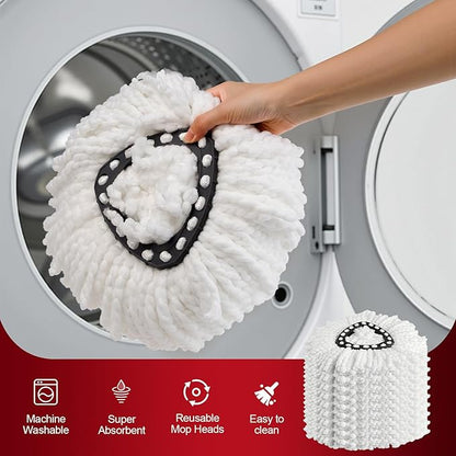 4 Pack Spin Mop Refills Head, Mop Heads Replacement for Spin Mop, Washable Microfiber Mop Replace Head Spin Mop, 360°Spinning Micro Replacement Mop Head for Easy House Cleaning Floor Mopping