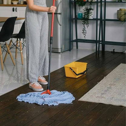 3 Pack Mop Head Replacement Commercial Heavy Duty Cotton Blue Mop Heads Replacement Reusable Looped End String Mop Refill for Industrial Residential Use