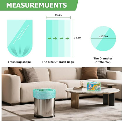 Garbage Bags 13 Gallon Tall Kitchen - Clear Green Biodegradable Large Trash Bags Unscented Leak-Proof Wastebasket Can Liners for Office Bedroom Toilet or Outdoor Heihaily Bulk 75 Count