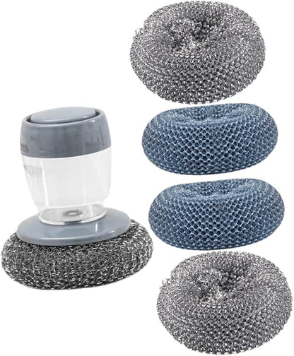Soap Dispensing Palm Brush Set Automatic Liquid Pot for Kitchen Cleaning Durable Bristles