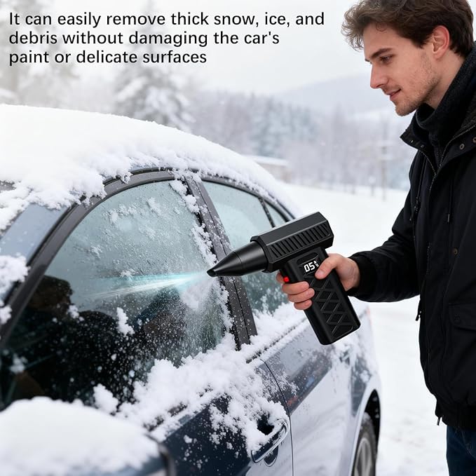 Mini Turbo Snow Blower, Snow Master Pro LED Turbo Blower,130,000 RPM Portable Snow Whiz Turbo Blowe with Dual Mode Design & 5-Speed Power,for Vehicle Snow Removal and Home Cleaning