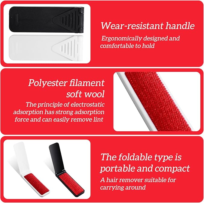 6PCS Foldable Lint Brush for Clothes Travel Size mini lint Brush Portable Reusable Compact Lints Brushes Removal for Pet Hair Remover Clothes Furniture Couch