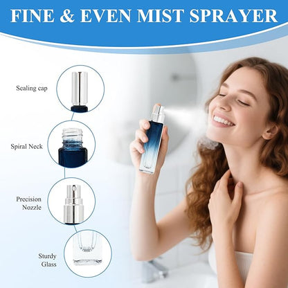 MVVM Refillable Mini Perfume Travel Bottle Set, 5PCS 10ML Glass Mini Perfume Travel Refillable Bottle, Carry On Approved Portable Atomizer Sprayer For Perfumes Kit with Funnel