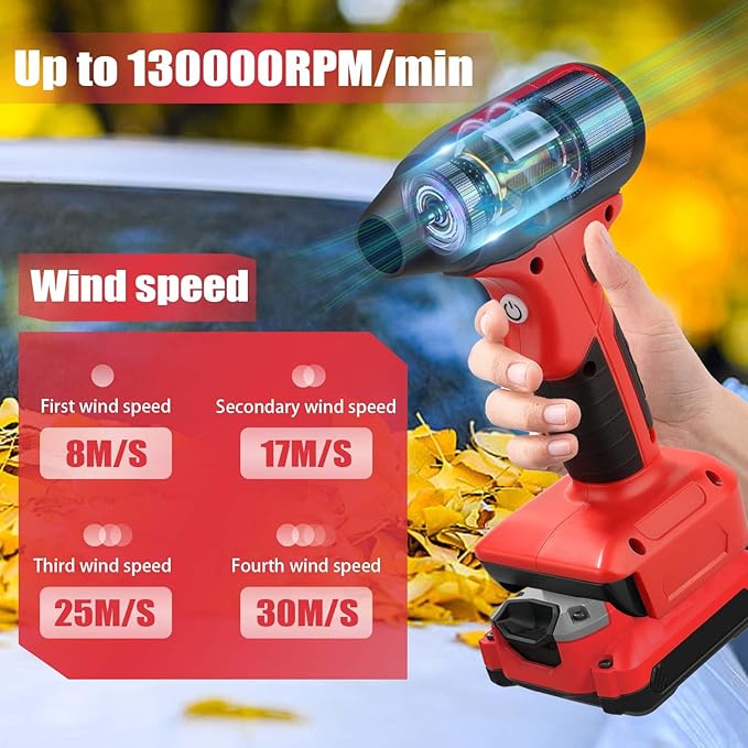 Cordless Leaf Blower, 130000 RPM High Speed Jet Fan, Compatible with Craftsman 20V Battery, Lightweight Handheld Electric Blower for Lawn Care, Yard, Patio, Dust & Debris Cleaning